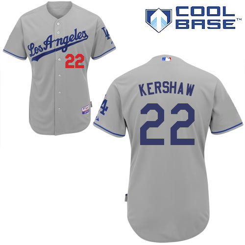 Clayton Kershaw #22 Youth Baseball Jersey-L A Dodgers Authentic Road Gray Cool Base MLB Jersey